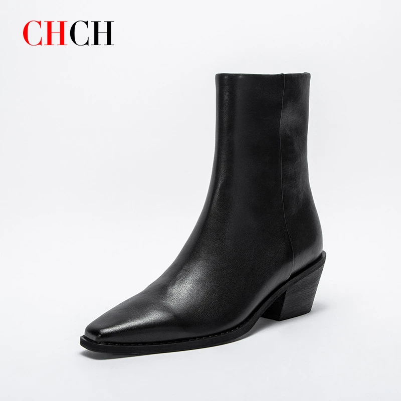 CHCH平衡鞋时尚简约靴子中靴油制羊皮秋冬CN2B7011