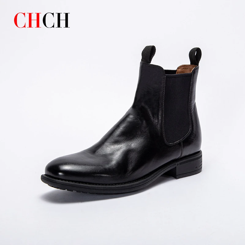 CHCH平衡鞋时尚黑色厚底靴子短靴马皮秋冬CN2B6211