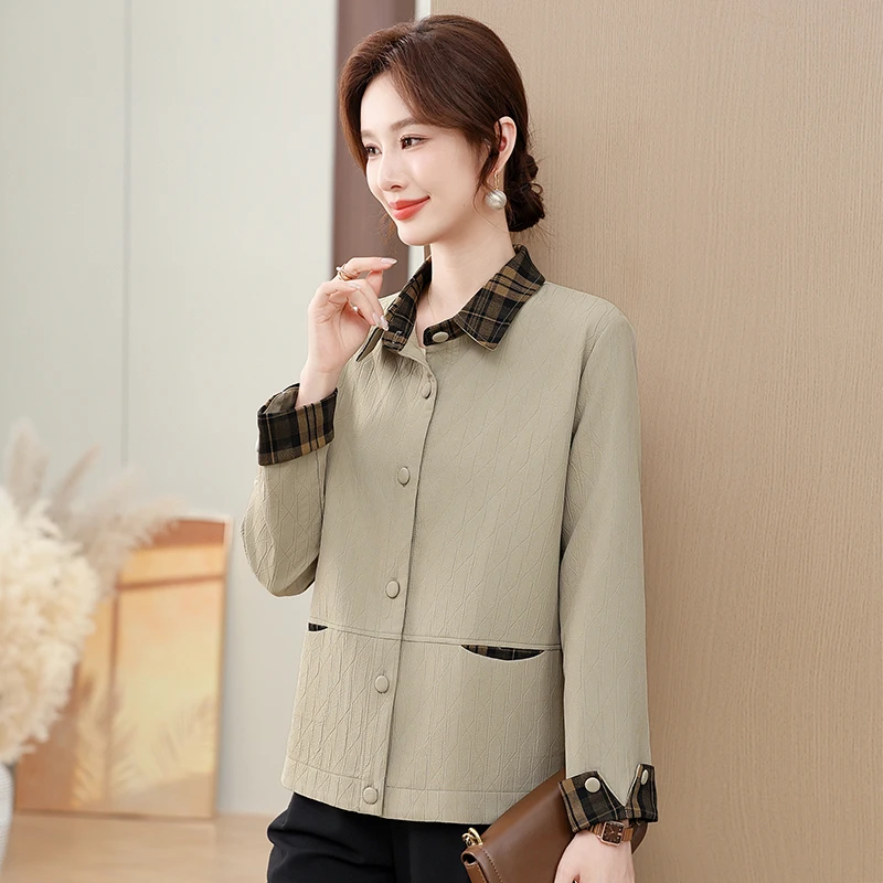 中年妈妈春秋外套2024新款40岁中老年女秋装新款夹克休闲短款上衣