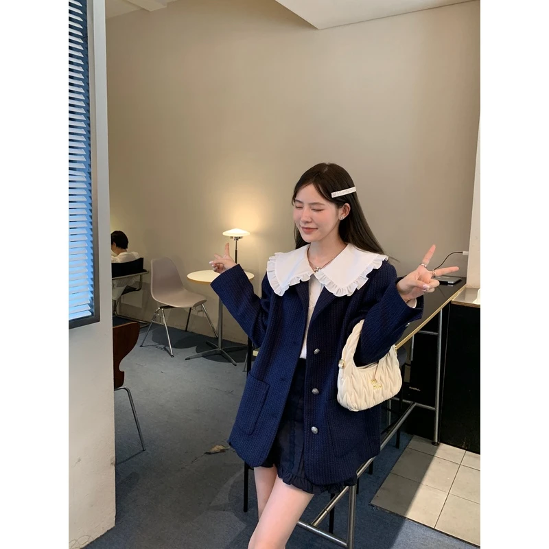 DeeFuu沛沛 柏拉图信箱 肌理感条纹西装外套女新款休闲上衣