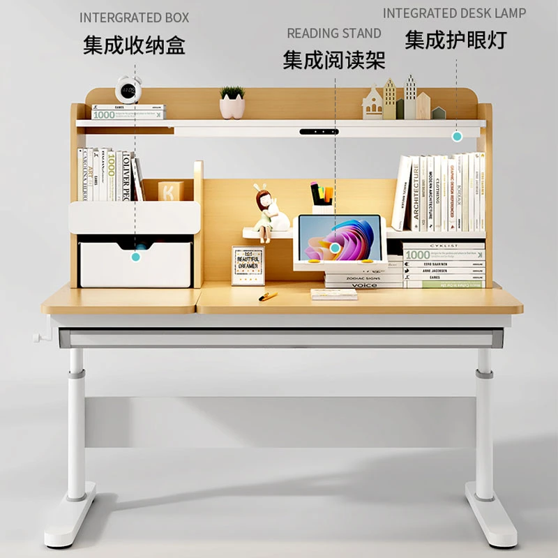 学习桌可升降实木简约家用儿童书桌写字桌椅书桌椅小孩初中作业桌