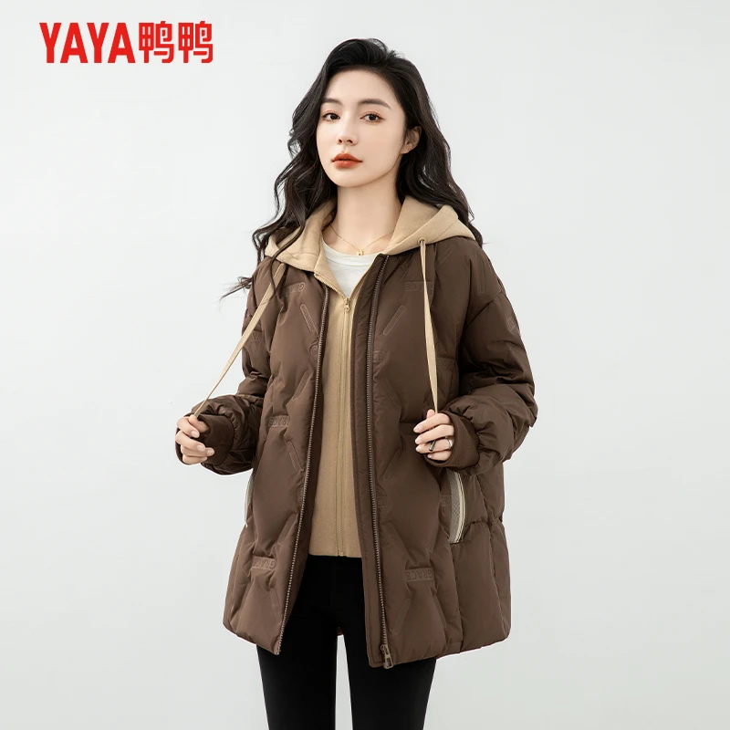 YAYA/鸭鸭2024年冬季新款时尚百搭加厚保暖鸭绒鸭鸭羽绒服女