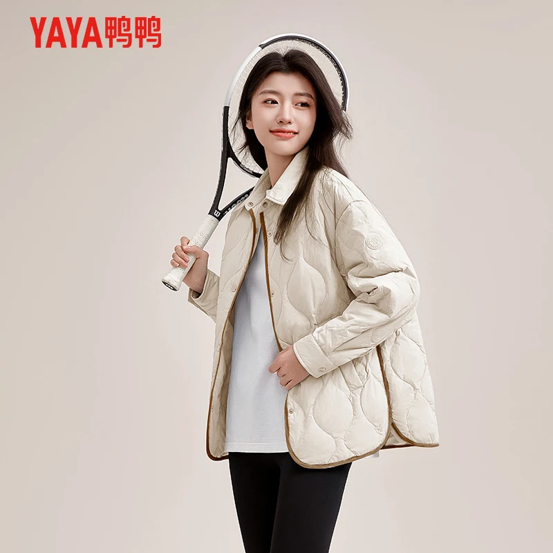 YAYA/鸭鸭轻薄衬衫羽绒服女2024年/新款春秋时尚潮流百搭宽松外套