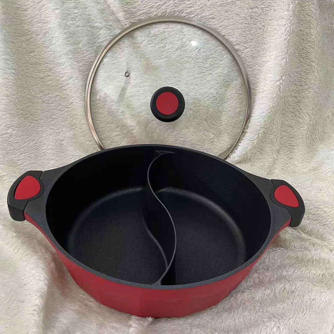 家用鸳鸯锅平底锅双耳锅