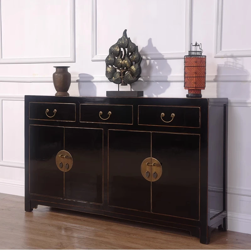 中式实木仿古餐边柜家用餐厅储物收纳隔断柜厨房角柜茶水碗柜定制