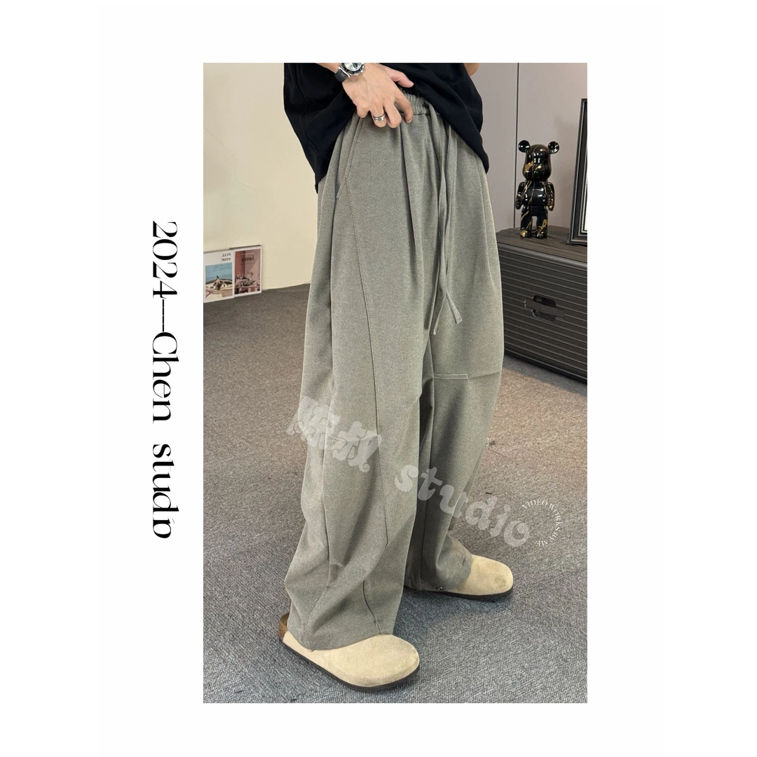 「陈叔」冬季加厚定制毛呢立体剪裁结构脚口可调节弯刀休闲裤24034