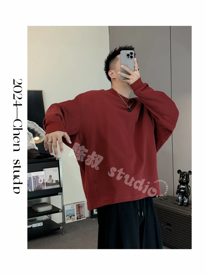 「清仓」私订双面棉重磅廓形蝙蝠袖显瘦百搭潮流打底衫ins卫衣66202