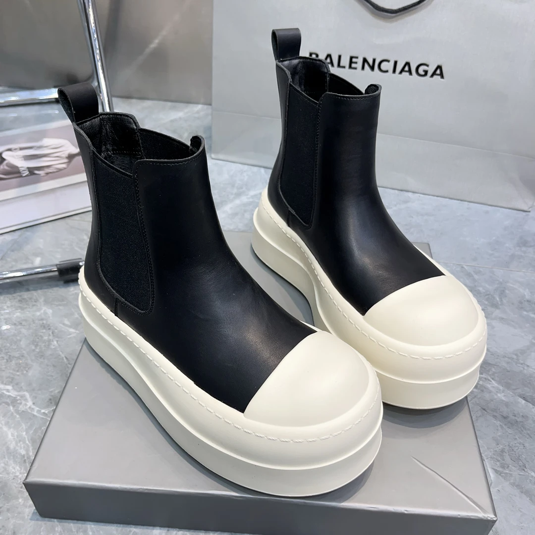 【曦和】2024秋冬新款欧版时尚百搭显瘦极简厚底包头切尔西短靴in