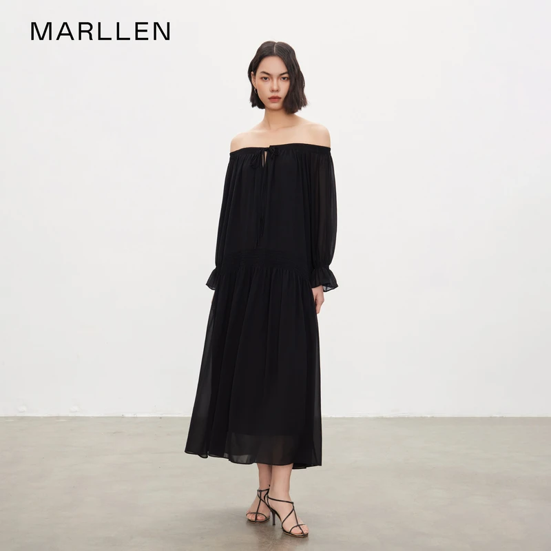Marllen塞纳优雅 高品质雪纺面料 慵懒度假风法式两穿式连衣裙