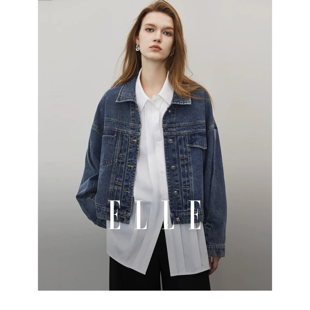 设计感牛仔短外套女2024春季春装新款小个子时尚小众上衣-EF35776