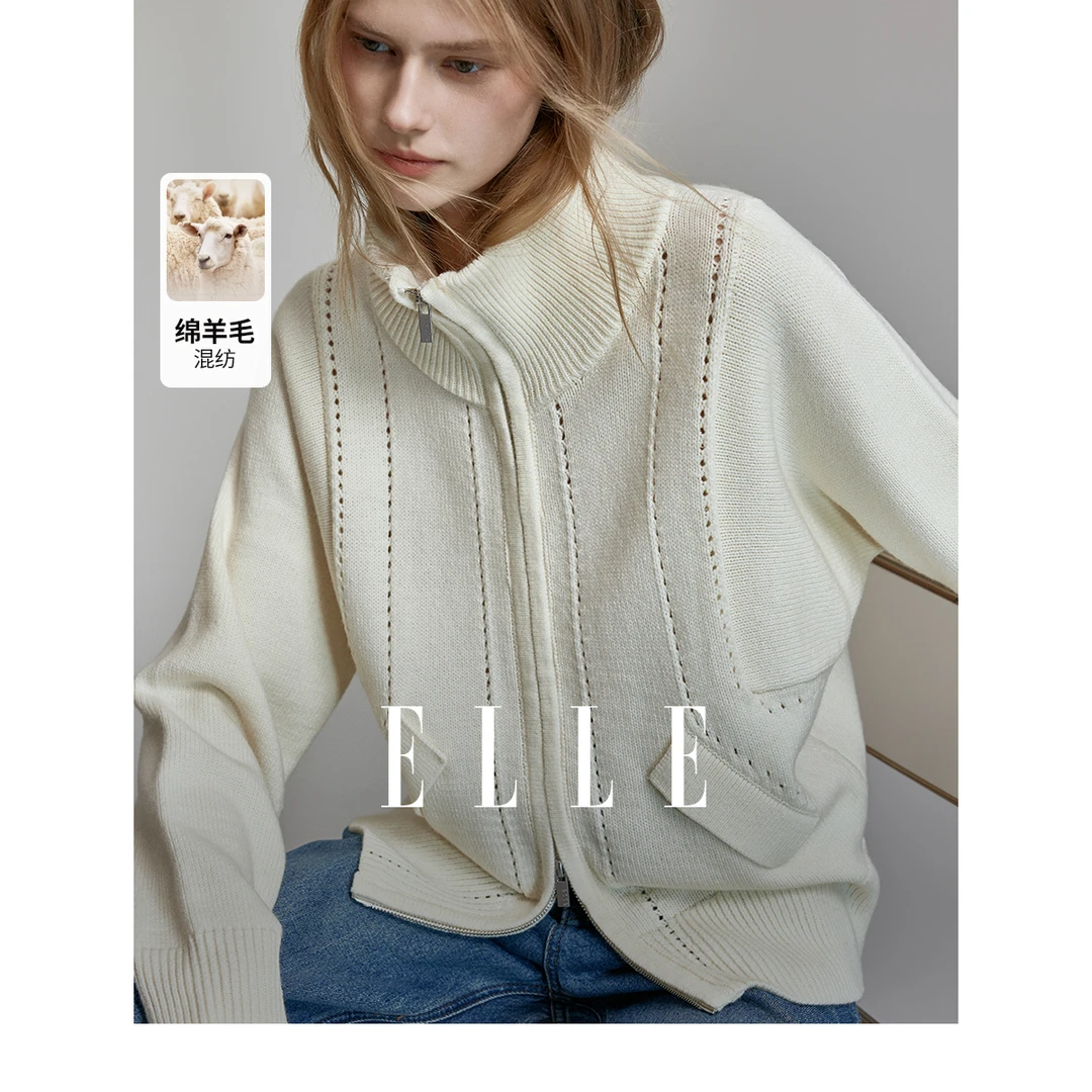 【专柜门店】复古慵懒风毛针织衫2023秋冬新款休闲毛衣开衫EZ36911
