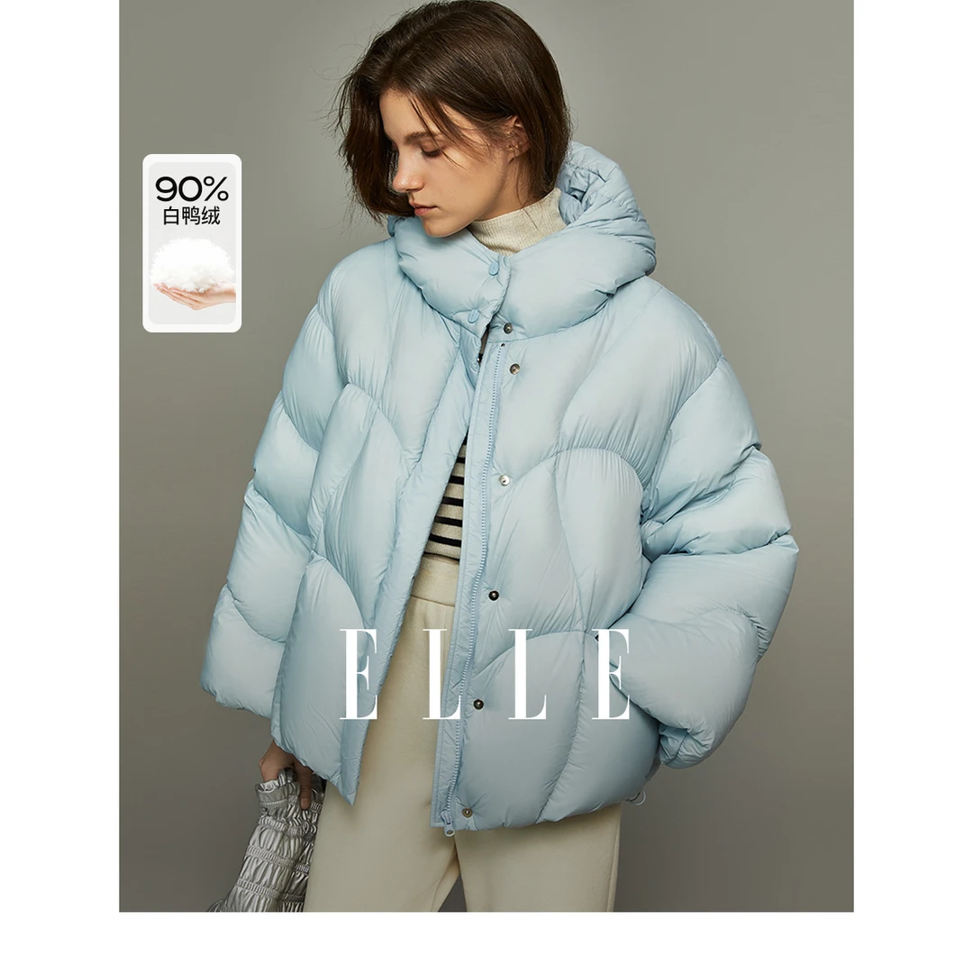 短款连帽90鸭绒情侣羽绒服女2024冬季新款小个子保暖外套EY36295