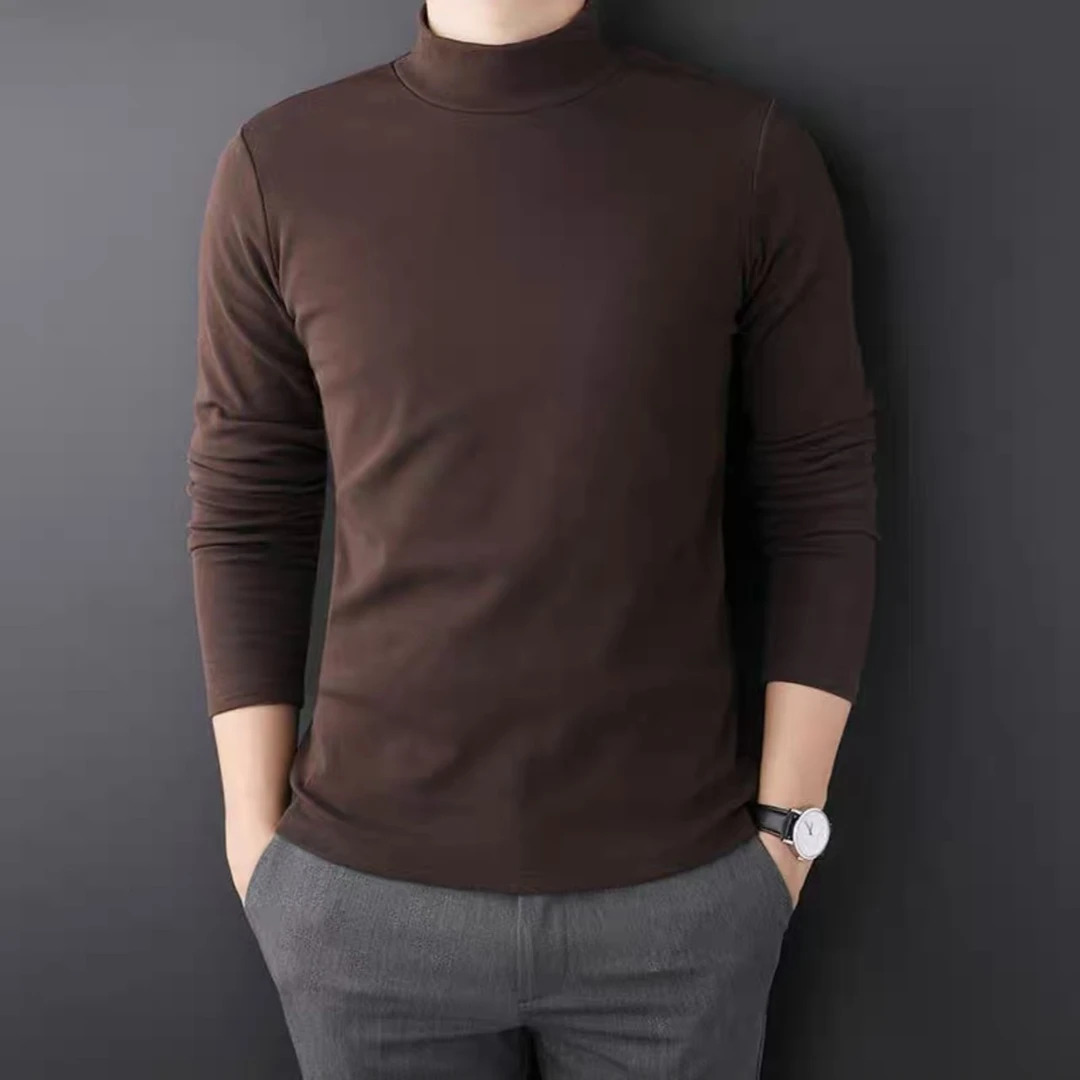 半高领秋冬季双面绒长袖t恤男高弹力打底衫秋装保暖上衣2025新款