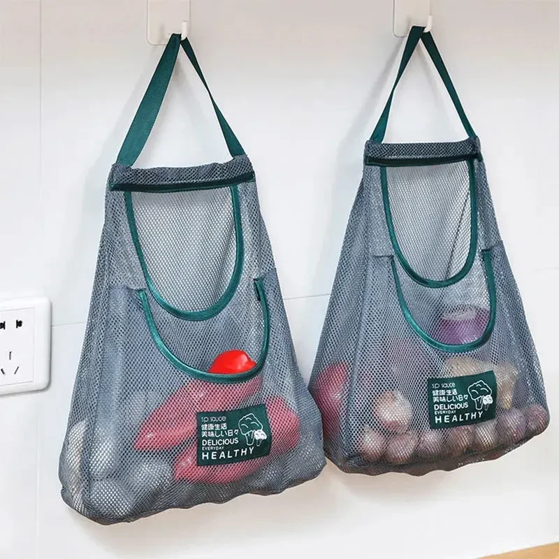 【家用果蔬收纳网袋】收纳袋壁挂式储物袋子厨房葱姜蒜收纳网兜透气