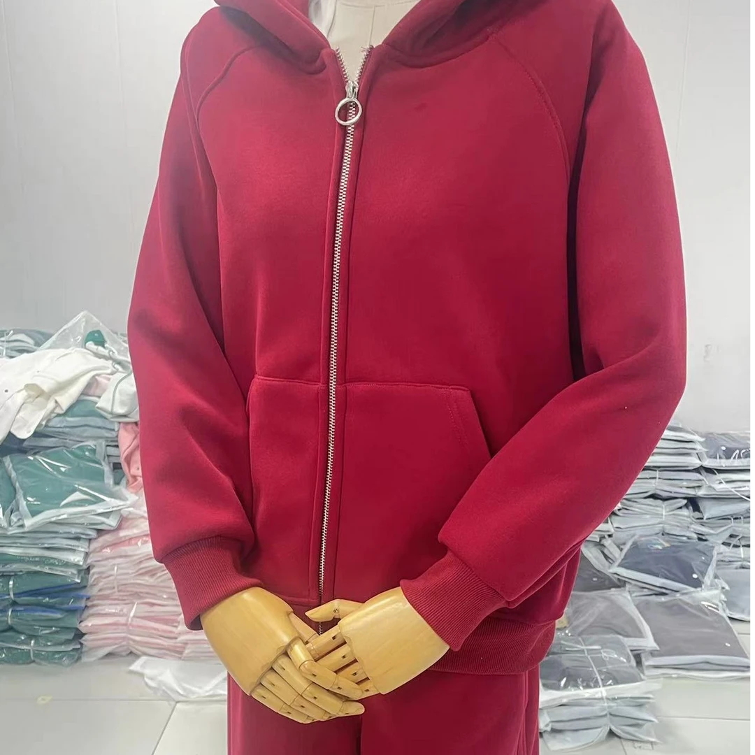 【设计师原创】秋冬款大红拉链套装