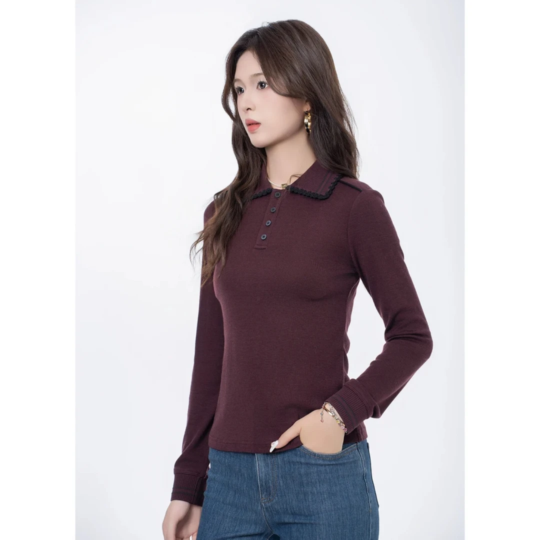 北京阿玛施5301038 新款秋冬洋气百搭显瘦气质修身长袖针织绒衫