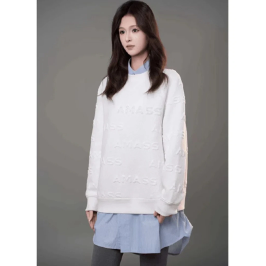 北京阿玛施5301072秋冬圆领简约舒适宽松氛围感卫衣女休闲百搭