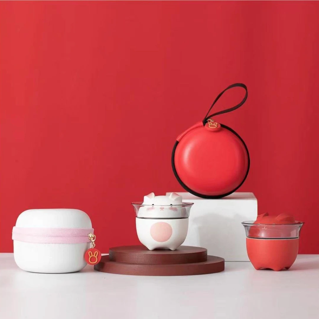 新年玉兔礼品旅行茶具便携式户外包女士单人简易露营快客杯小套装