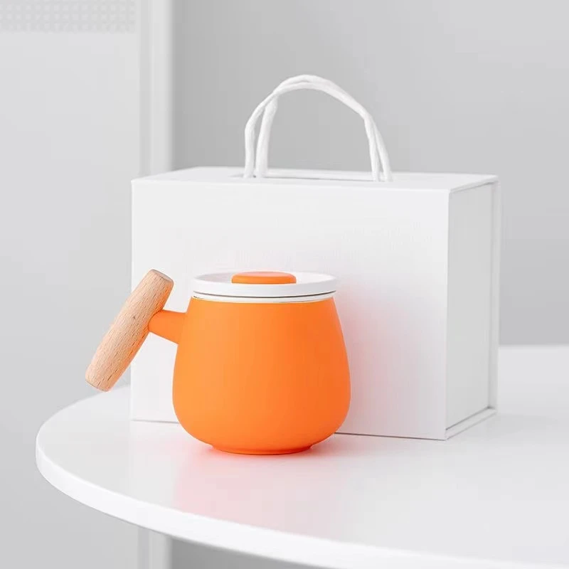 马克杯定制logo情侣款办公室水杯带盖过滤泡茶杯磨砂陶瓷杯子刻字