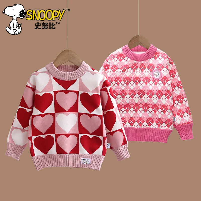Snoopy/史努比2024冬季新款甜美加绒休闲时尚套头淑女风毛衣