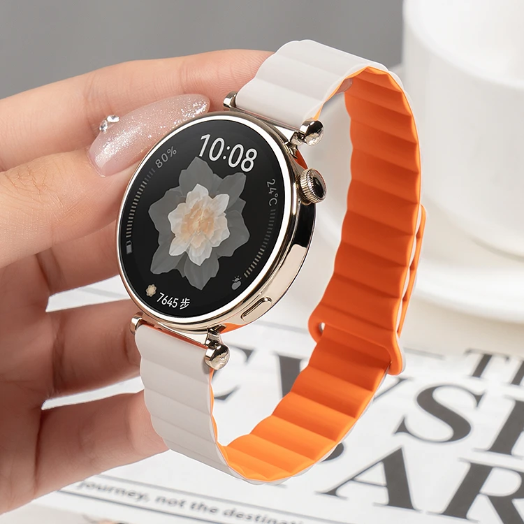 适用华为GT5/gt4回扣硅胶磁吸watch5（41/42mm）新款柔软防水腕带女