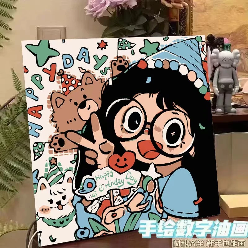 好看ins小众油画摆摊diy填色填充手绘油彩手工儿童学生休息装饰yj