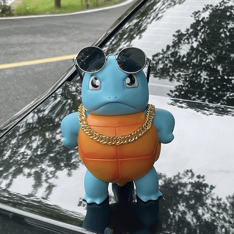 网红爆款创意车载站姿傲娇杰尼龟汽车摆件装饰品车尾公仔挂件yj