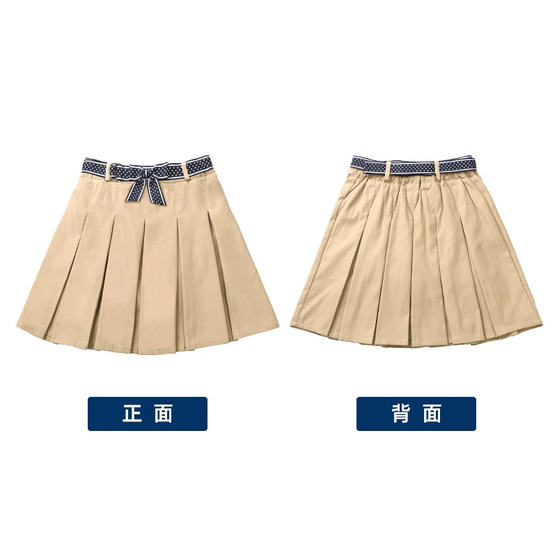 E1002卡其色蝴蝶结裙子