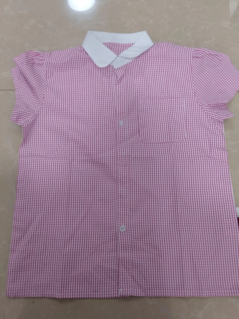 粉色格子衬衣短袖