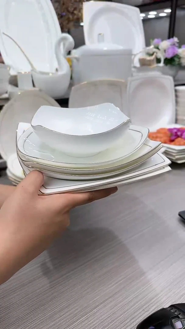 【闪购商品】骨瓷盘描金自配78