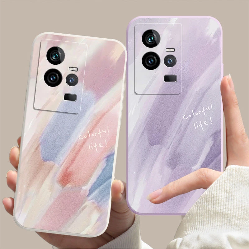 适用vivoiQOO11S彩绘涂鸦手机壳V2304A液态硅胶高级感全包直边保
