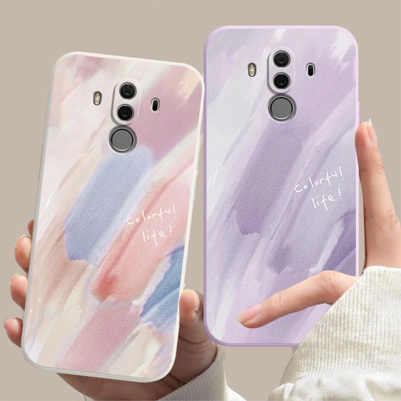 适用华为Mate10Pro彩绘涂鸦新款手机壳BLA-AL00液态硅胶全包边保