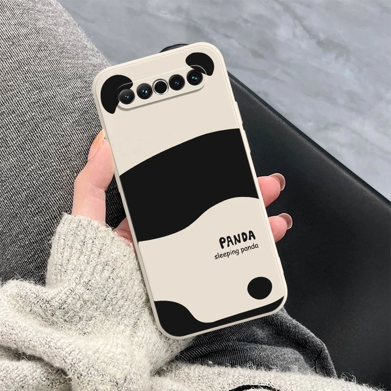 适用卡通创意简约熊猫魅族17 17pro手机壳液态硅胶直边保护套防摔