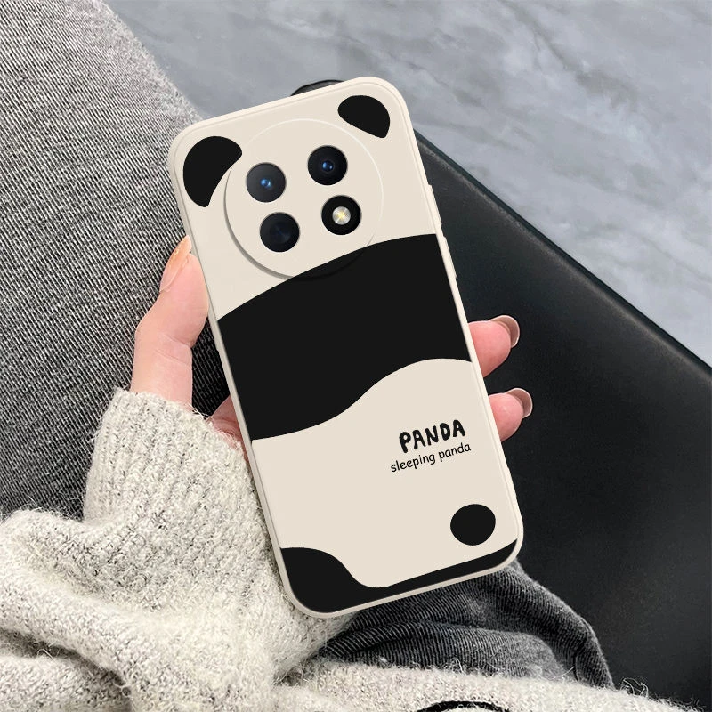 适用简约熊猫华为畅享60X手机壳STG-AL00液态硅胶直边保护套防摔