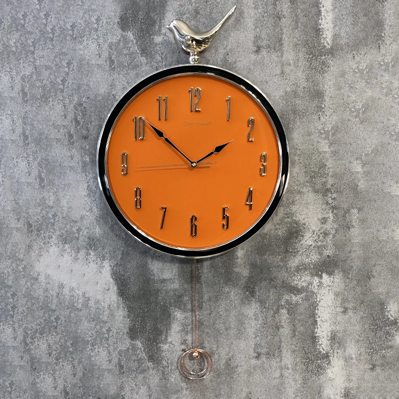 摇摆钟表现代简约时尚摇摆钟表机芯静音餐装饰创意家用圆形挂钟表