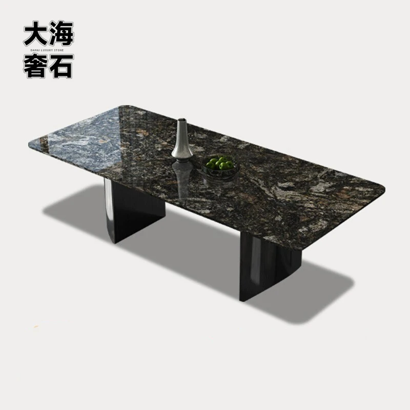 大海奢石 铂金钻奢石餐桌意式极简饭桌现代轻奢设计师高级感客厅