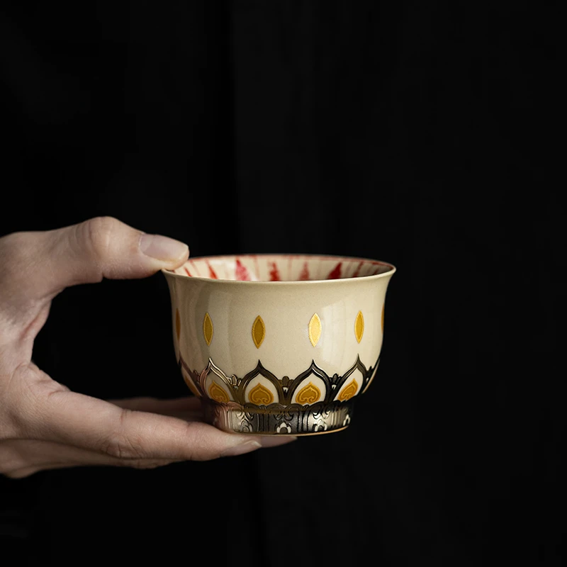 述泥敦煌万佛主人杯莲花杯陶瓷品茗杯普洱茶杯个人专用杯家用功