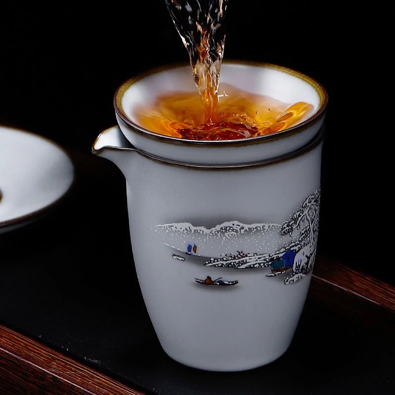 述泥汝窑可养开片公道杯大容量分茶器均茶杯陶瓷功夫茶海茶具配件