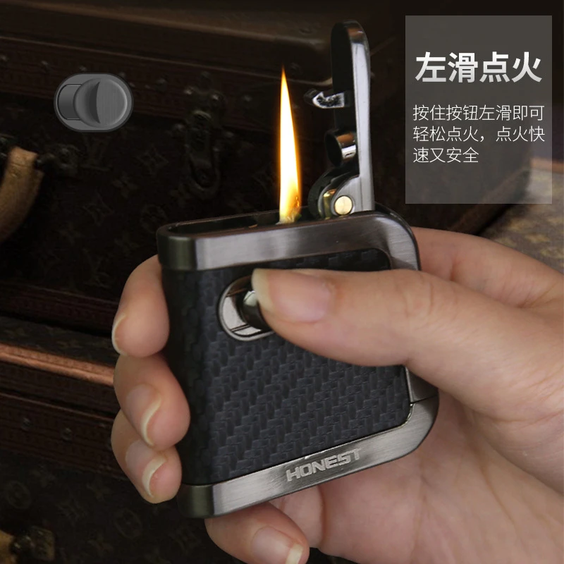 百诚2024新款个性创意打火机弹射开关金属户外老式复古煤油打火机