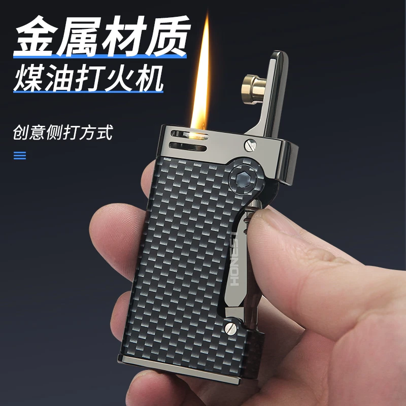 网红新款侧压弹射点火煤油打火机经典怀旧个性创意男士高档打火机