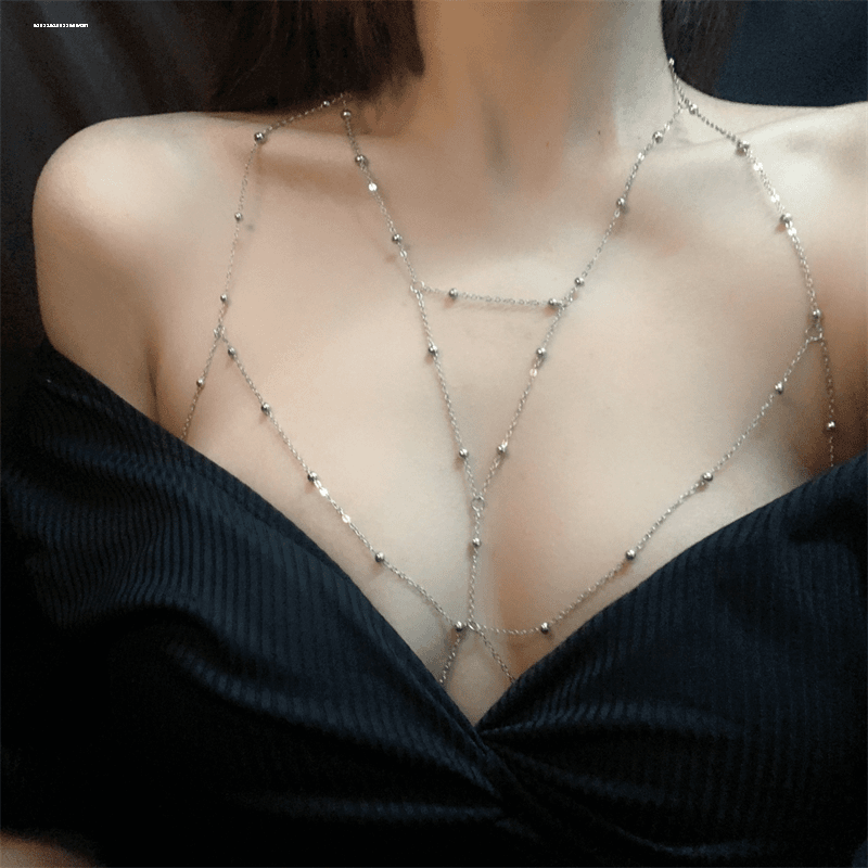 珠珠胸链百搭2024女立体潮时尚质感复古甜酷风个性设计网红小项链