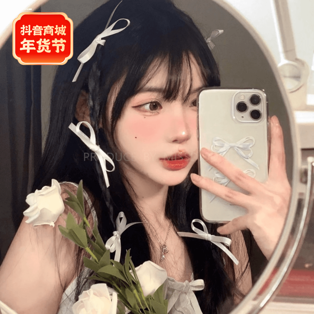 新款2023小蝴蝶结丝带发夹甜妹时尚侧边碎发夹气质显白百搭头饰
