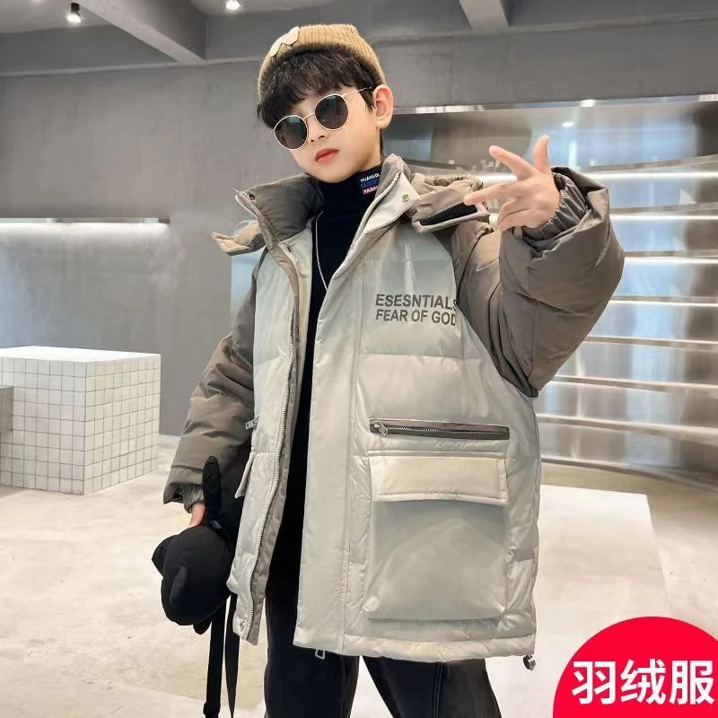 波司澄男童羽绒服冬装2023新款冬季白鸭绒外套中大童衣服男孩加厚