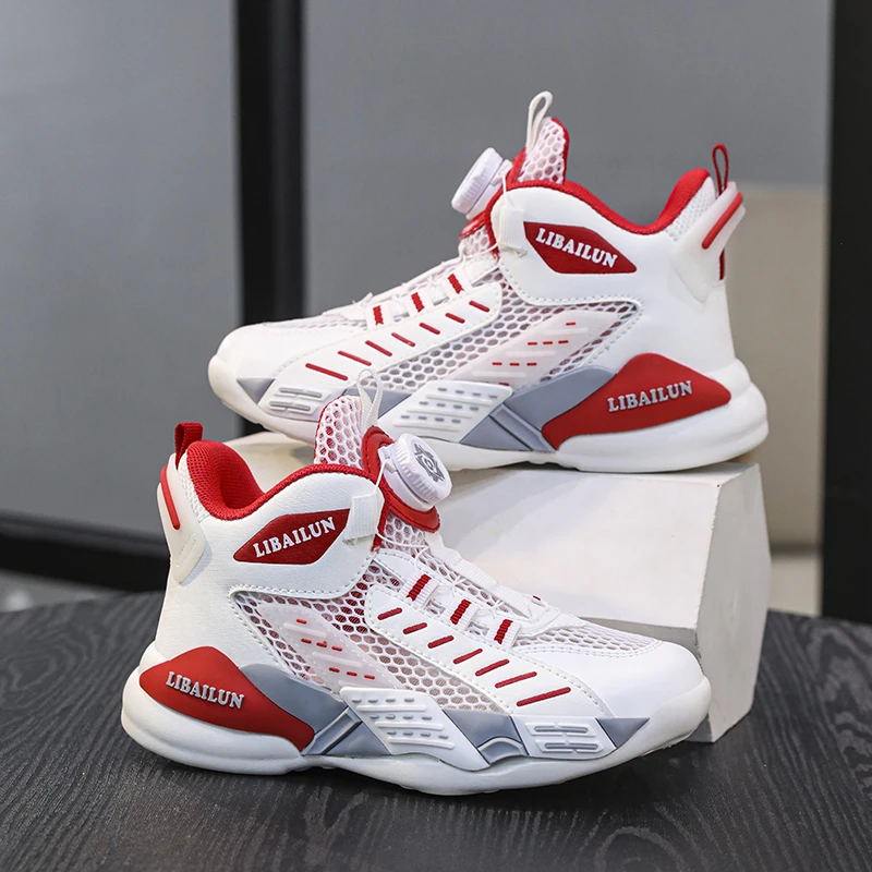 科比断码男童轻便运动鞋夏季2024中大童镂空单网跑步鞋儿童篮球鞋