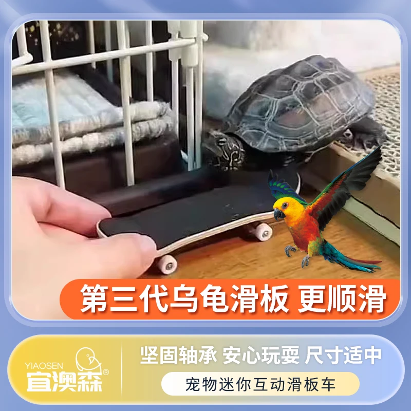 小乌龟鹦鹉训鸟滑板车合金手指玩具鹦鹉道具滑行桌面耐磨滑板宠物