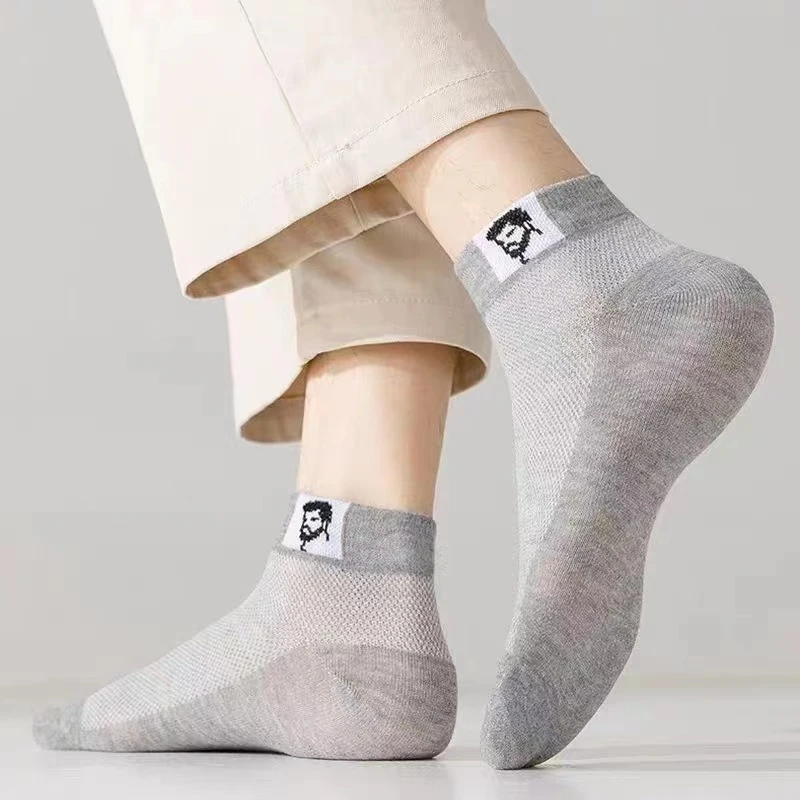 袜子春夏薄款男袜新款男士船袜运动吸汗网眼短袜潮流透气浅口低帮