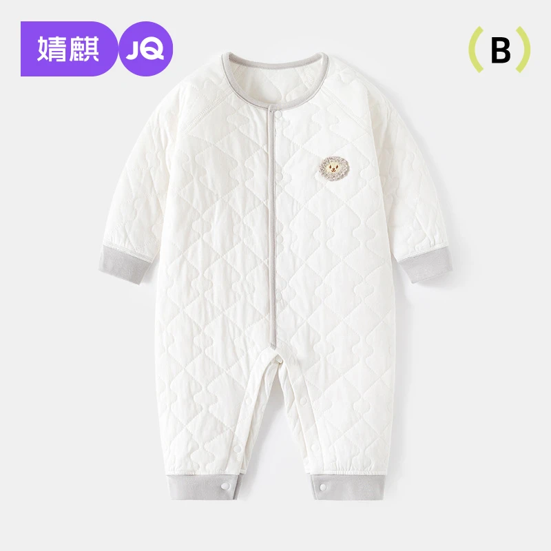 婧麒婴儿纯棉连体衣秋冬新款新生儿长袖连身哈衣秋季宝宝爬服衣服