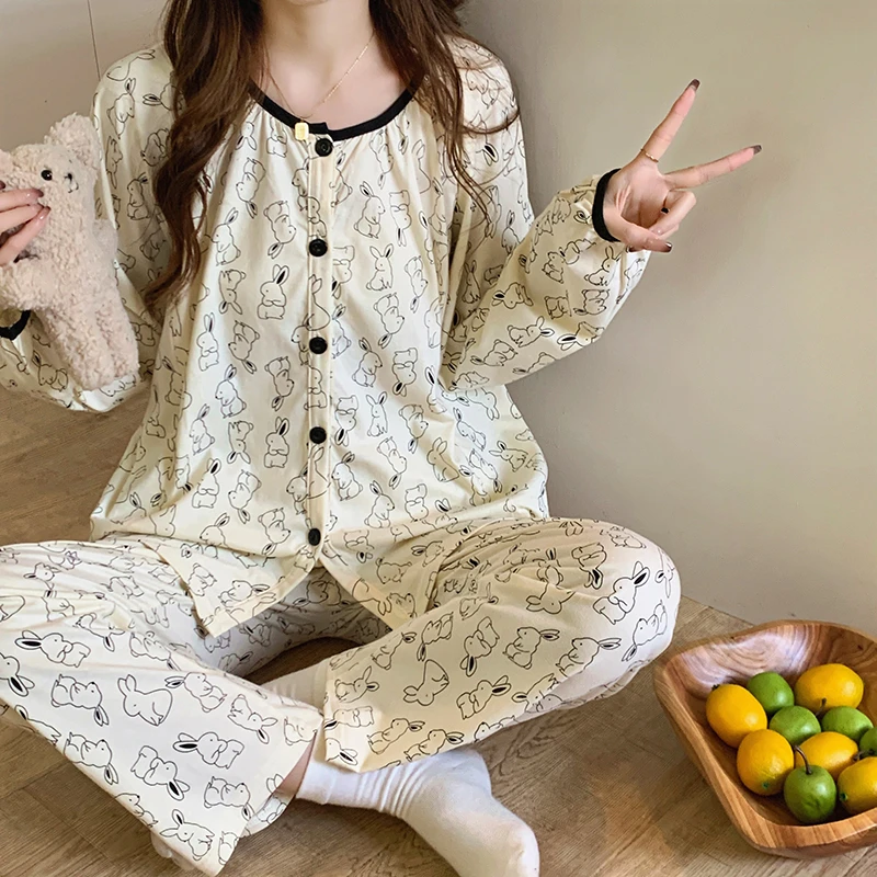 婧麒春秋纯棉月子服长袖宽松孕妇产后月子服秋冬薄款产妇月子服