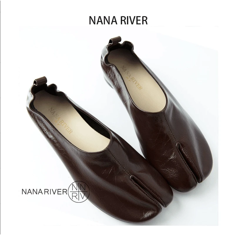 【C位女主角】设计师手工分脚鞋牛皮低跟套脚女士单鞋两穿可踩