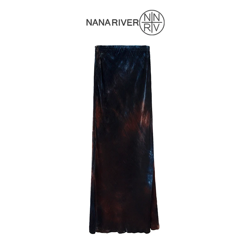 NANARIVER[醉墨良亭]丝绒极简风长裙